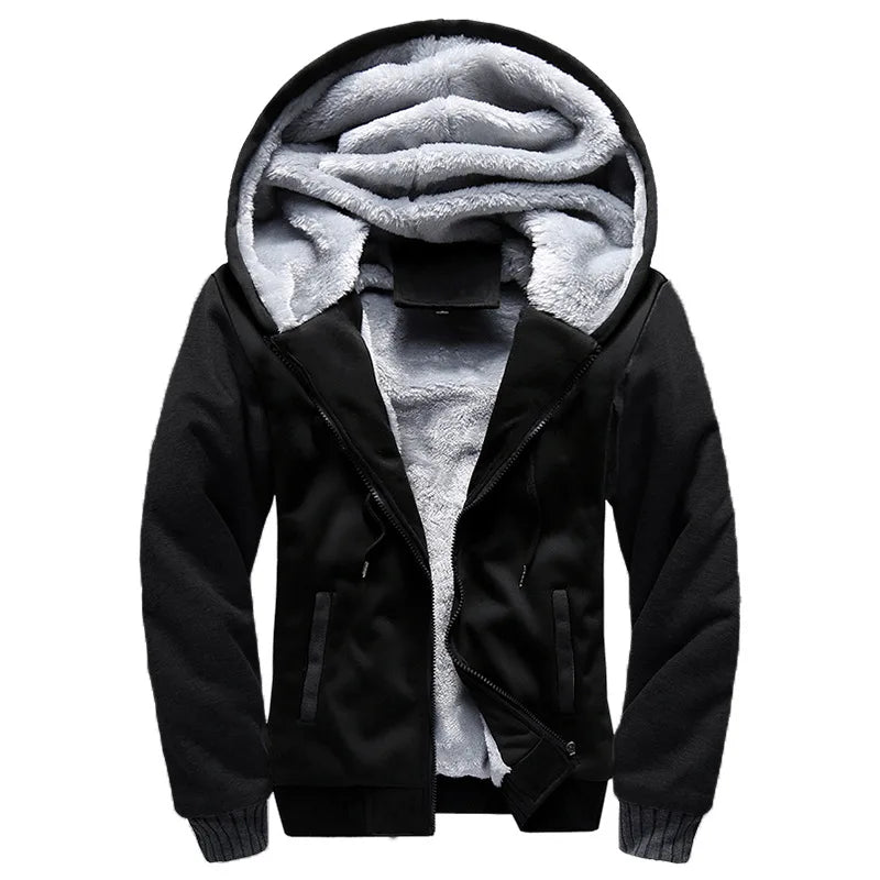 Men's Thick Warm Fleece Hooded Jacket and Pants Set