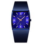 Men's Fashion Square Stainless Steel Quartz Wristwatch