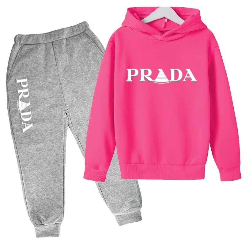 Kids' Printed Hooded Sweatshirt and Pants 2-Piece Set