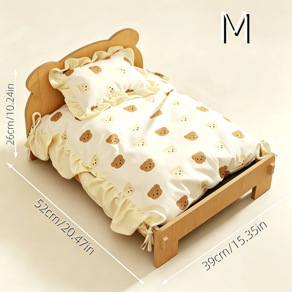 Wooden Bear Cat Bed for Cats