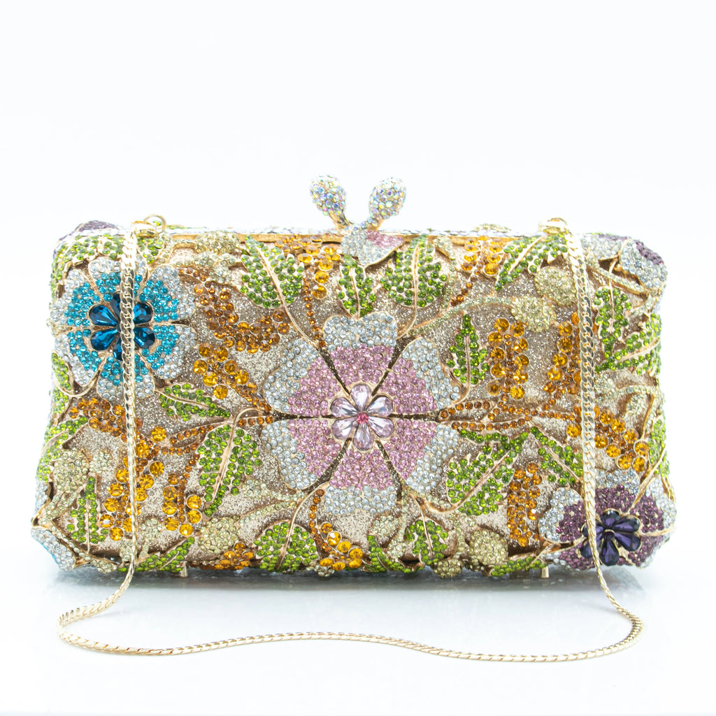 Women's Luxury Floral Rhinestone Evening Clutch Bag