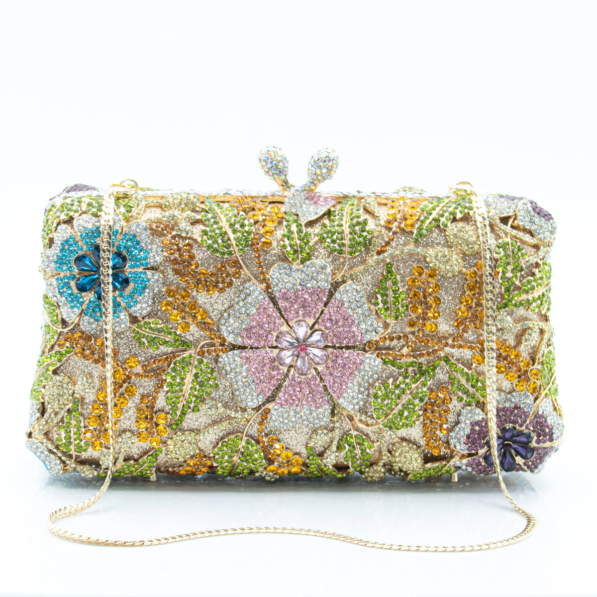 Women's Luxury Floral Rhinestone Evening Clutch Bag