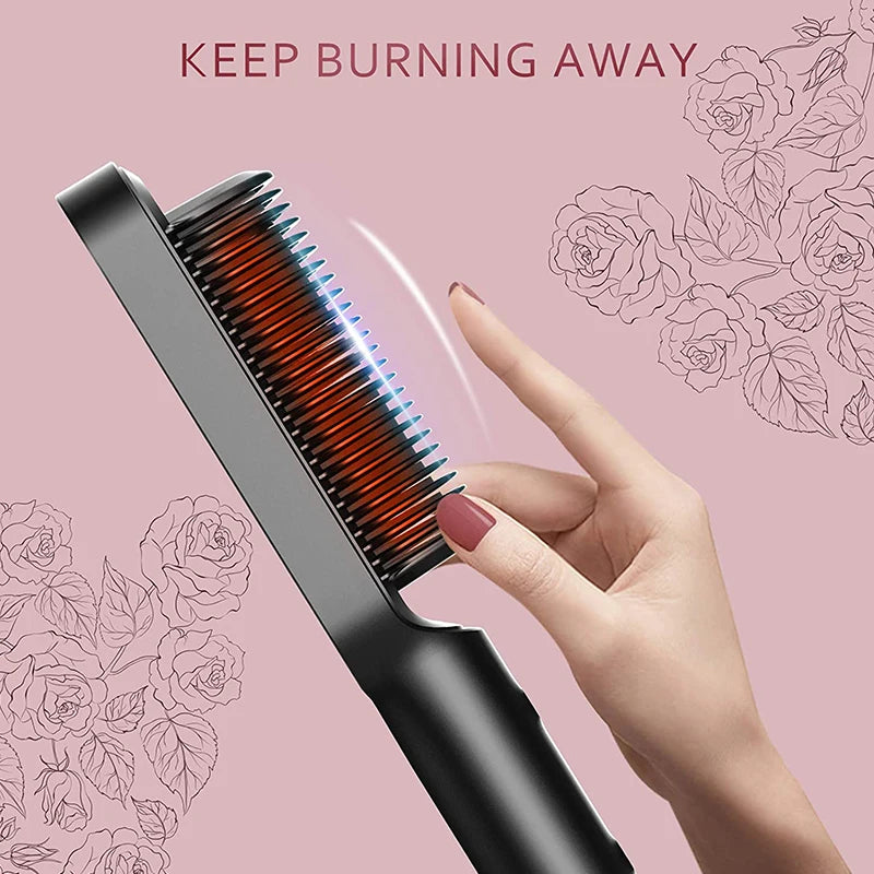 Dual-Purpose Heated Straightening and Curling Comb
