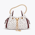 Women's Leopard Faux Fur Drawstring Chain Bucket Bag