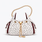 Women's Leopard Faux Fur Drawstring Chain Bucket Bag