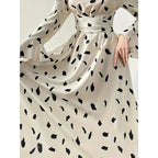 Women's Floral Print Long Sleeve Mid-Calf Dress