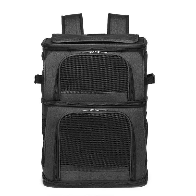 Dual Compartment Pet Backpack Carrier for Cats Dogs