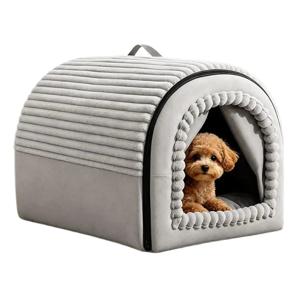 Cartoon Warm Enclosed Cat Bed Removable Washable Cushion