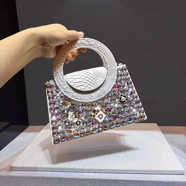 Women's Fashion Rhinestone Minaudiere Crossbody Handbag