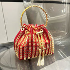 Women's Luxury Crystal Rhinestone Evening Bucket Bag