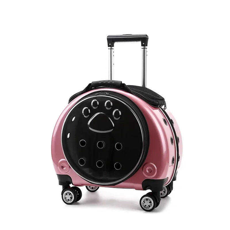Portable Breathable Rolling Pet Carrier Backpack for Cats Dogs