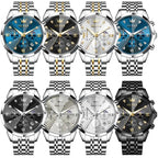 Men's Multifunctional Chronograph Quartz Watch with Moon Phase