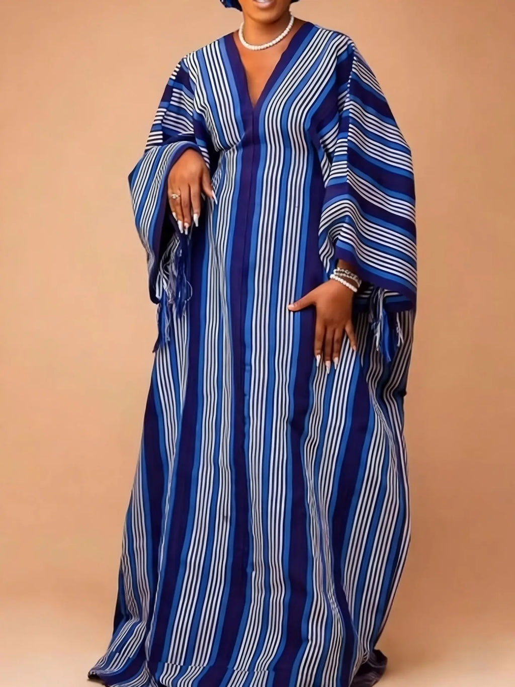 Women's African Ruffle Sleeveless Kaftan Cape Wide Leg Jumpsuit AM050759