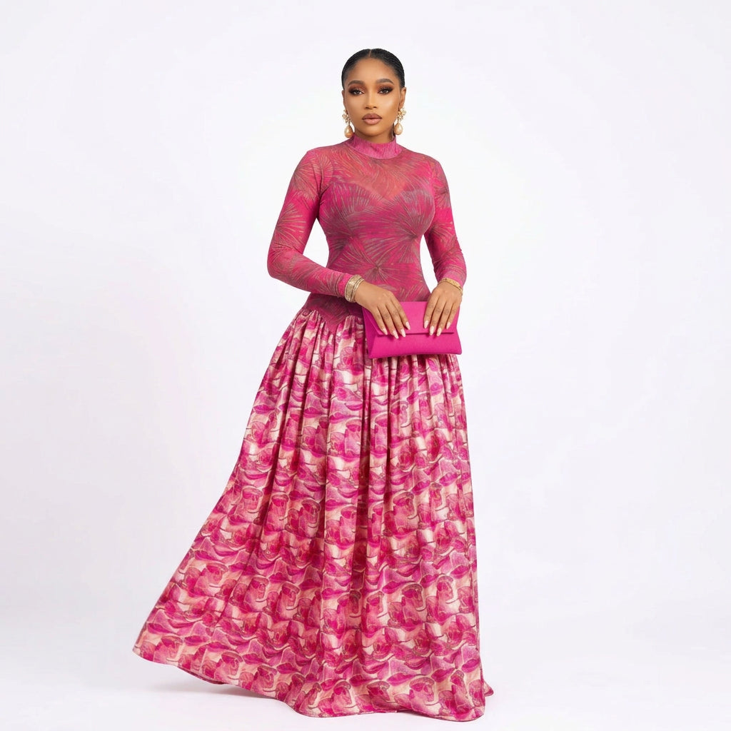 Women's A-Line Long Sleeve Midi Dress
