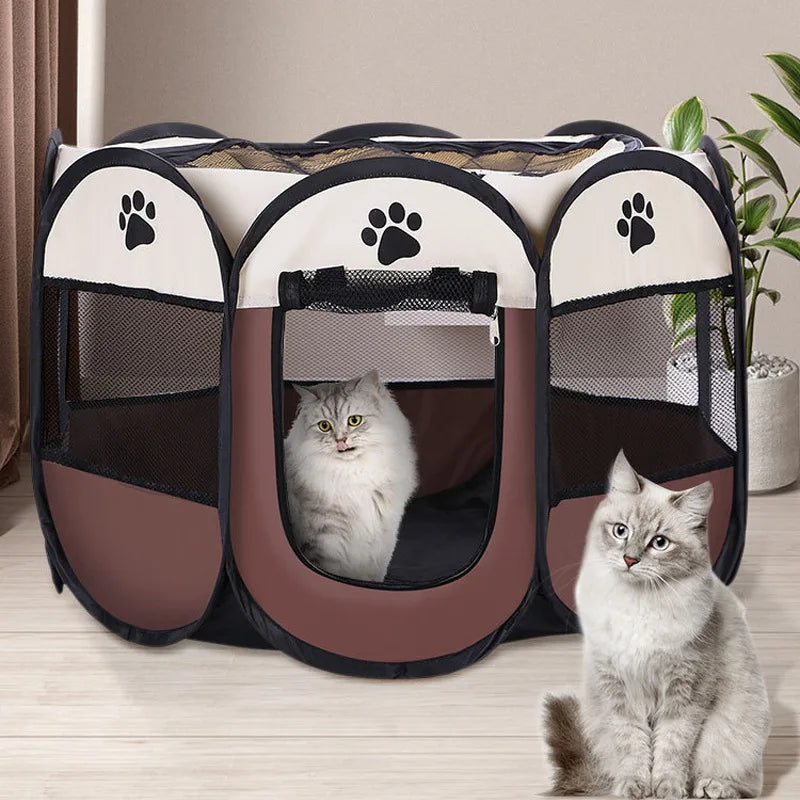 Foldable Octagonal Pet Tent Playpen for Cats Dogs