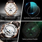 Men's Automatic Mechanical Watch with Moon Phase