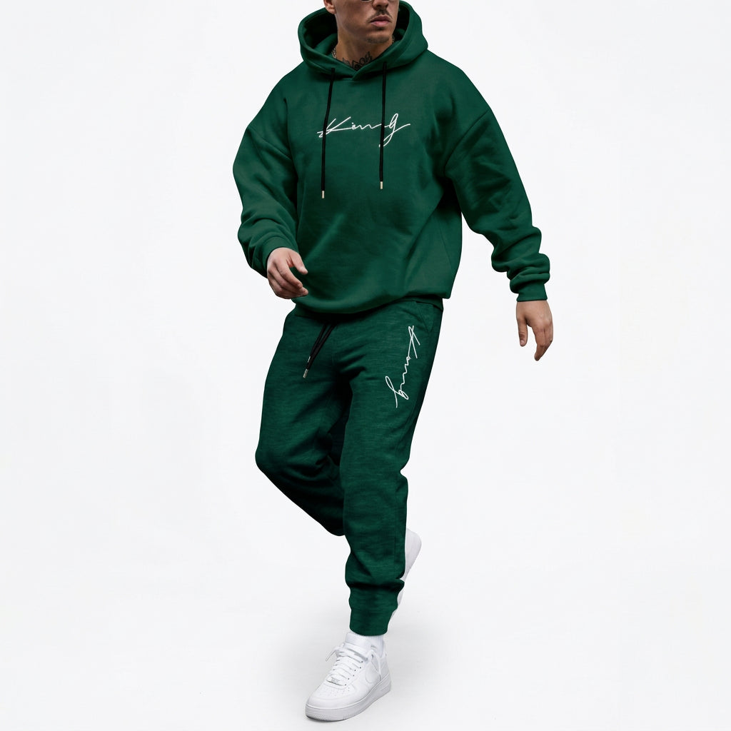Men's Hooded Pullover and Sweatpants Two-Piece Set