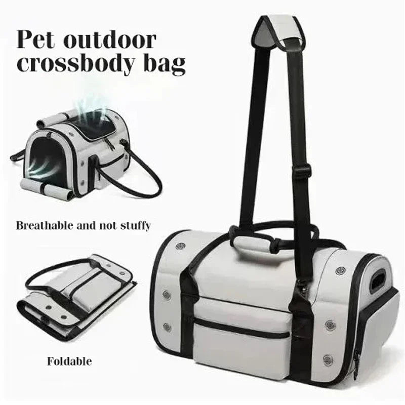Collapsible Breathable Pet Crossbody Travel Carrier Bag for Dogs Cats