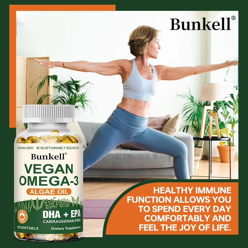 Vegan Omega 3 Algae Oil Brain and Heart Support Capsules