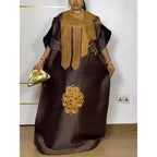 Women's Traditional African Dashiki Ankara Embroidered Maxi Dress