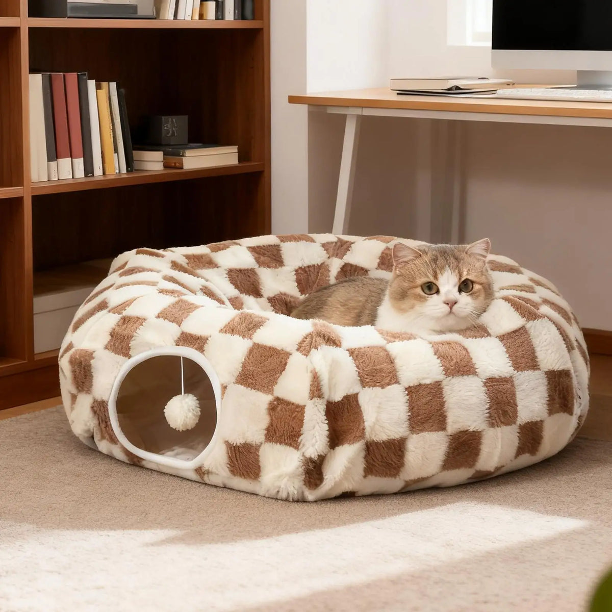 Interactive Cat Tunnel Bed Washable with Ball