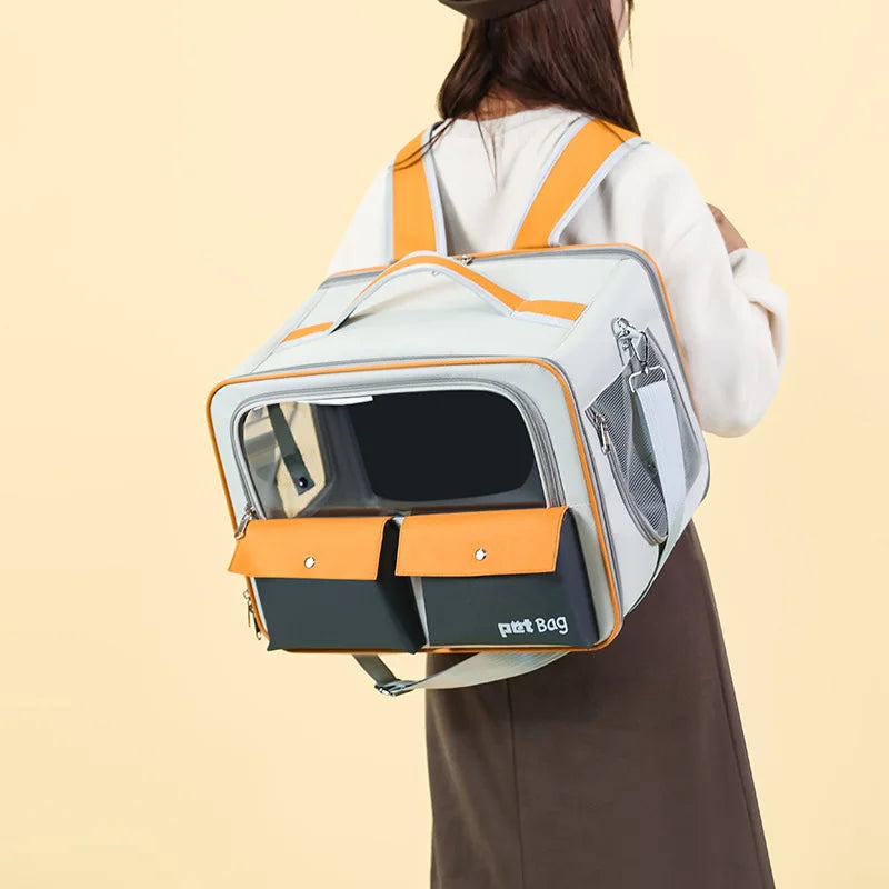 Large Capacity Foldable Rolling Pet Carrier Backpack for Cats Dogs