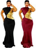 Women's Elegant Dashiki Short Sleeve Maxi Dress