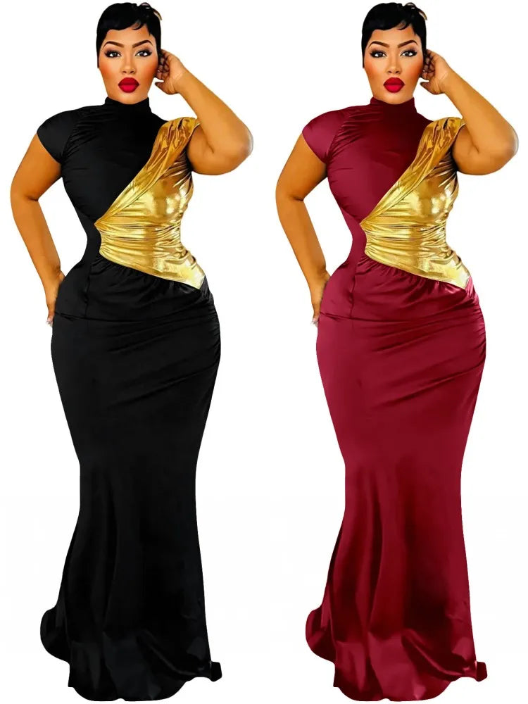 Women's Elegant Dashiki Short Sleeve Maxi Dress