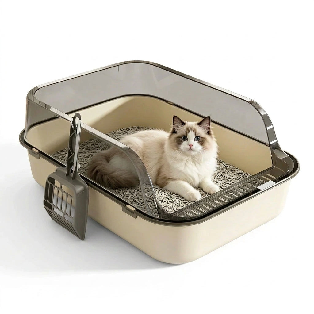 Semi Enclosed Anti Tracking Cat Litter Box for Cats