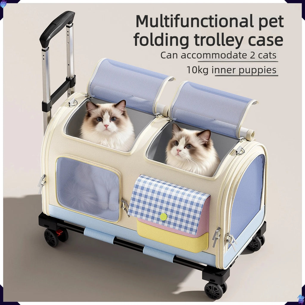 Large Capacity Pet Trolley Case Backpack for Cats Dogs