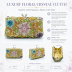 Women's Luxury Floral Rhinestone Evening Clutch Bag