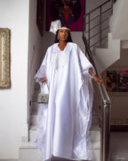 Women's African Ruffle Sleeveless Kaftan Cape Wide Leg Jumpsuit AM050759