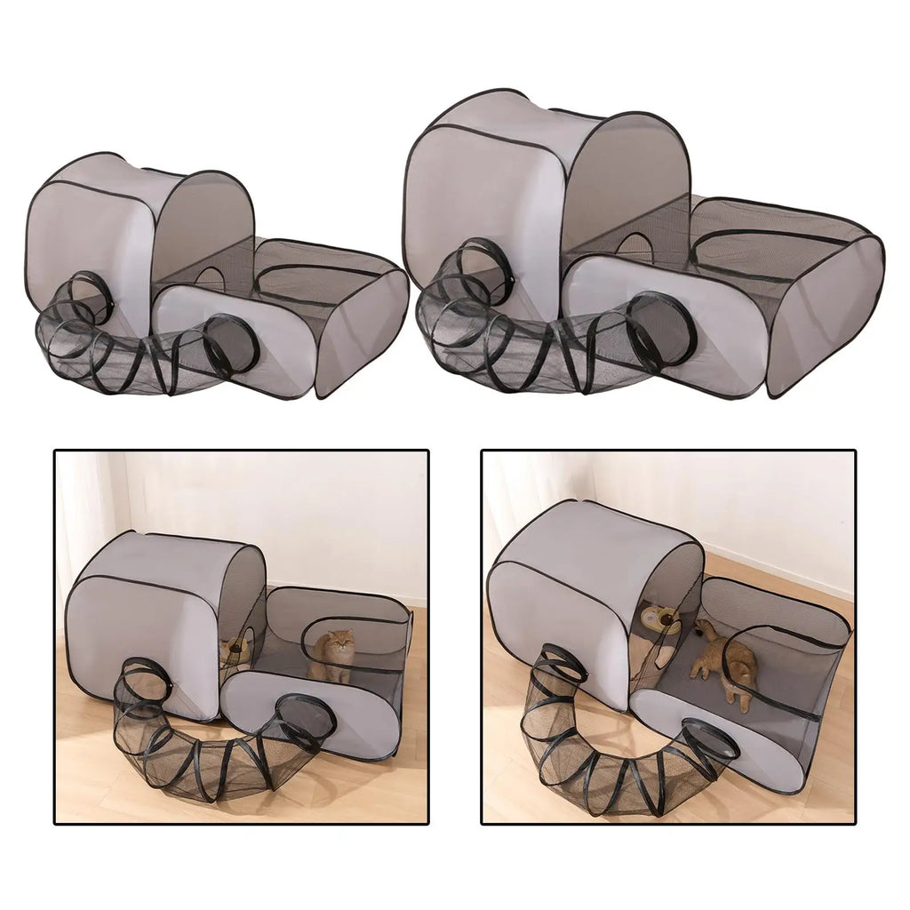 Foldable Cat Tunnel Play House with Breathable Mesh