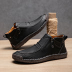 Men's Handmade Leather Ankle Boots Breathable Casual Shoes