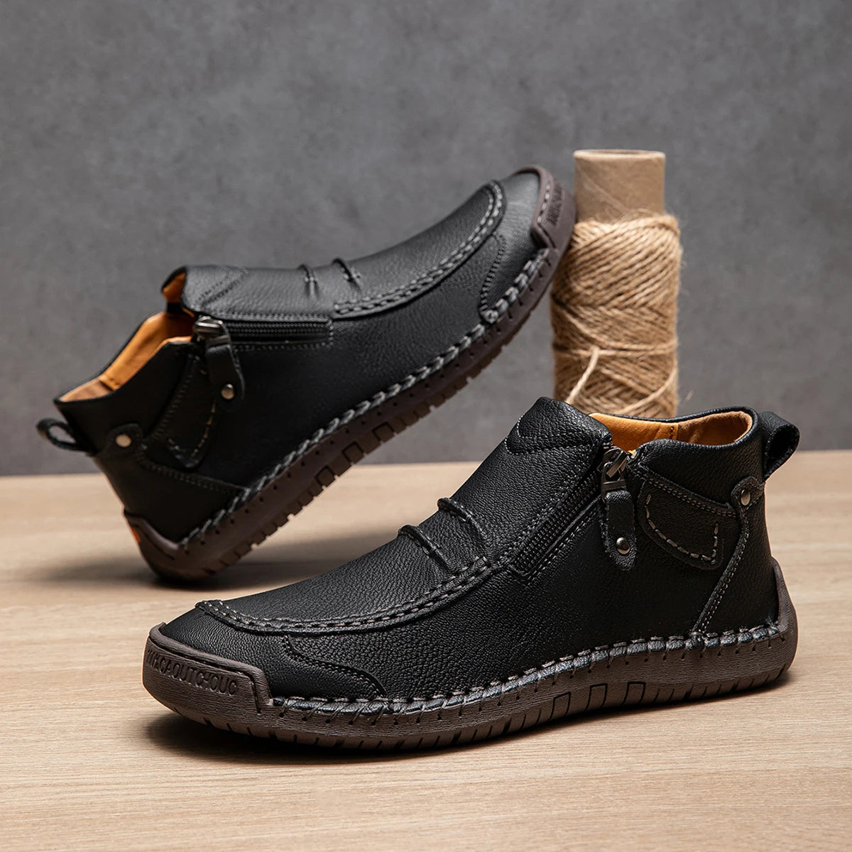 Men's Handmade Leather Ankle Boots Breathable Casual Shoes