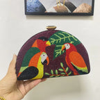 Women's Luxury Crystal Parrot Evening Clutch Bag