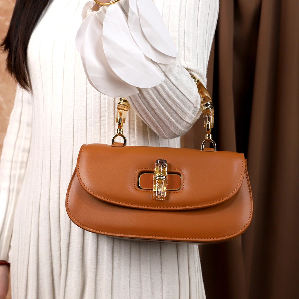 Women's Bamboo Handle Saddle Crossbody Bag