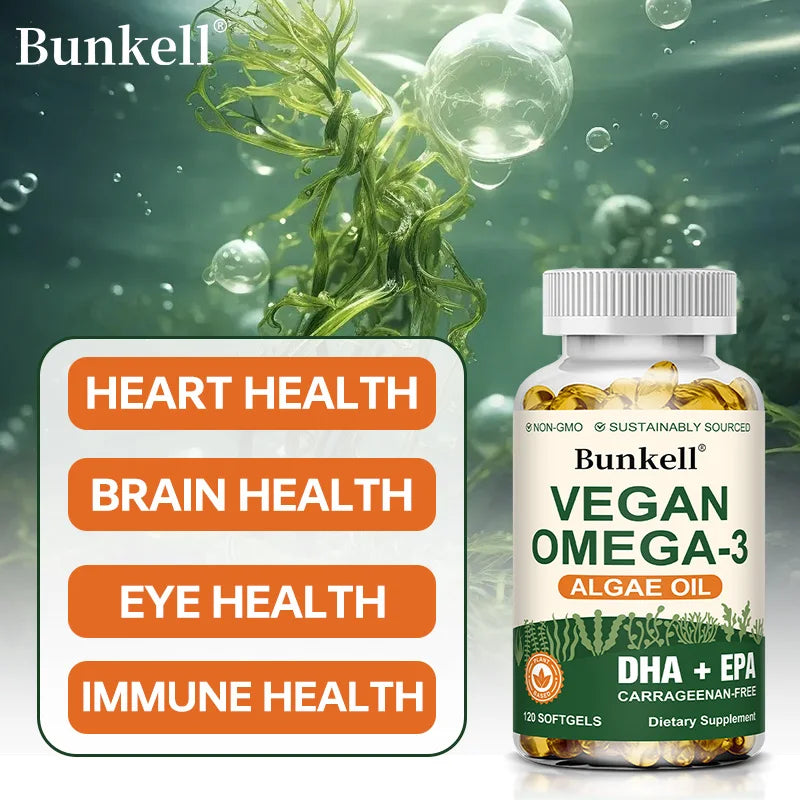 Vegan Omega 3 Algae Oil Brain and Heart Support Capsules