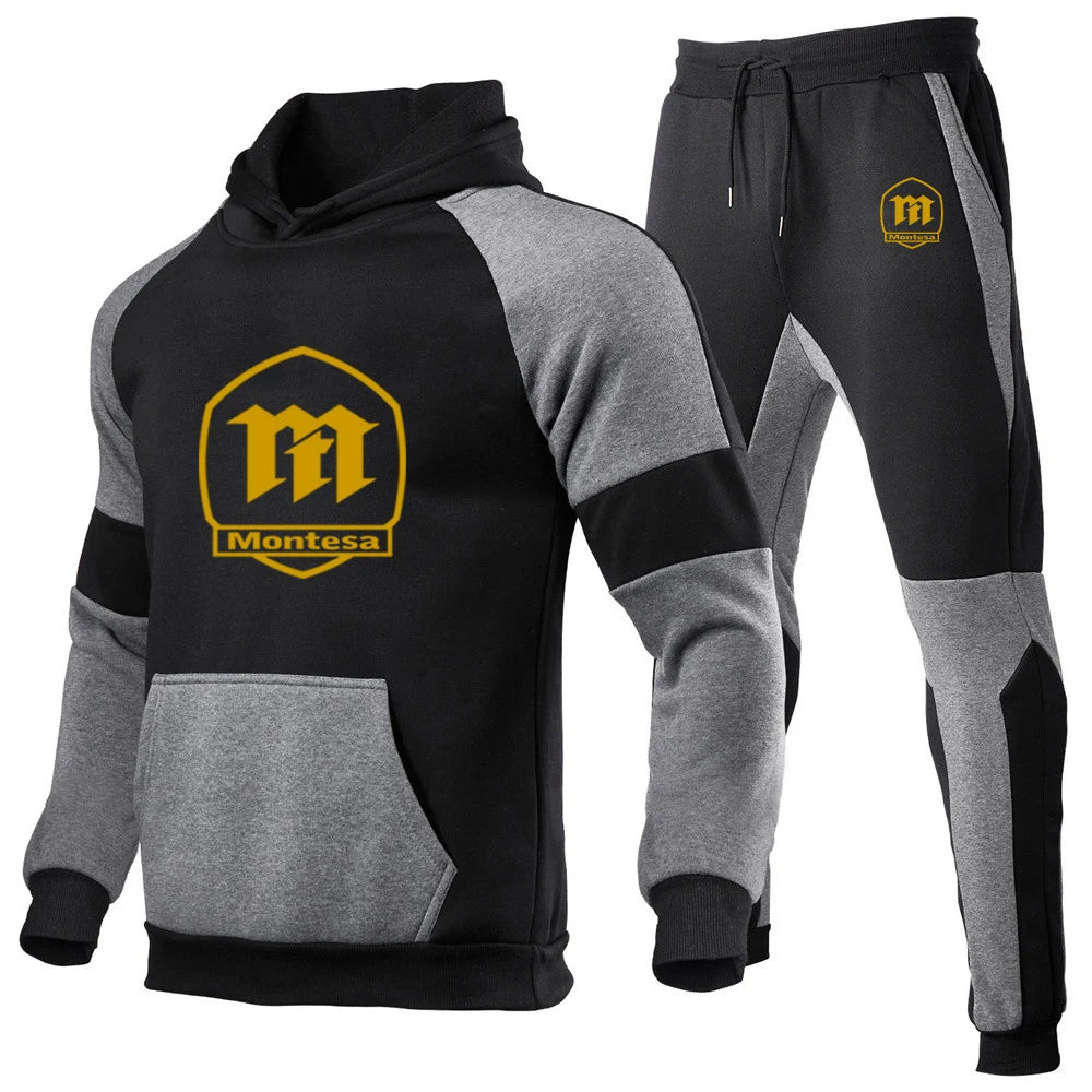 Men's Gradient Print Hoodie and Pants Two Piece Set