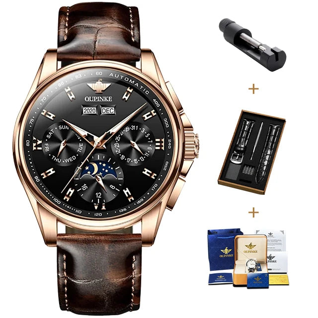 Men's Automatic Mechanical Watch with Moon Phase