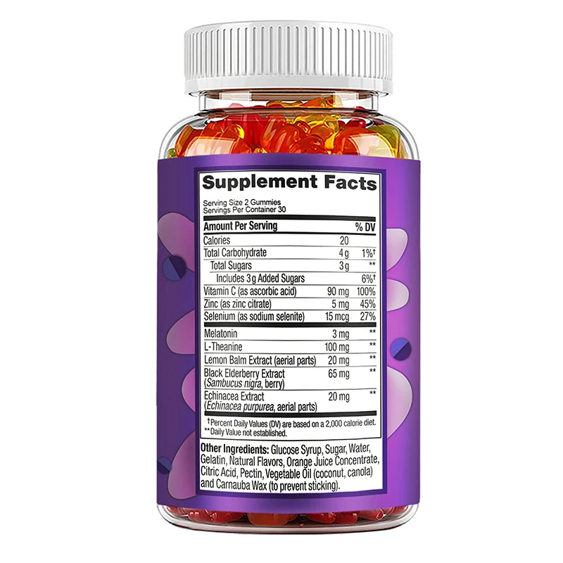 Melatonin and L-Theanine Sleep Support Dietary Supplement Gummies