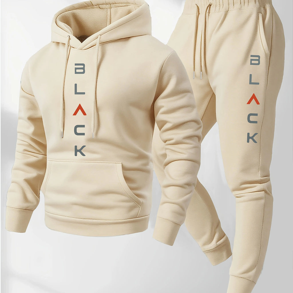 Men's Printed Hooded Sweatshirt and Sweatpants Set