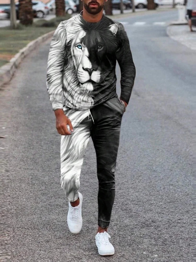 Men's Long Sleeve Round Neck Two Piece Set