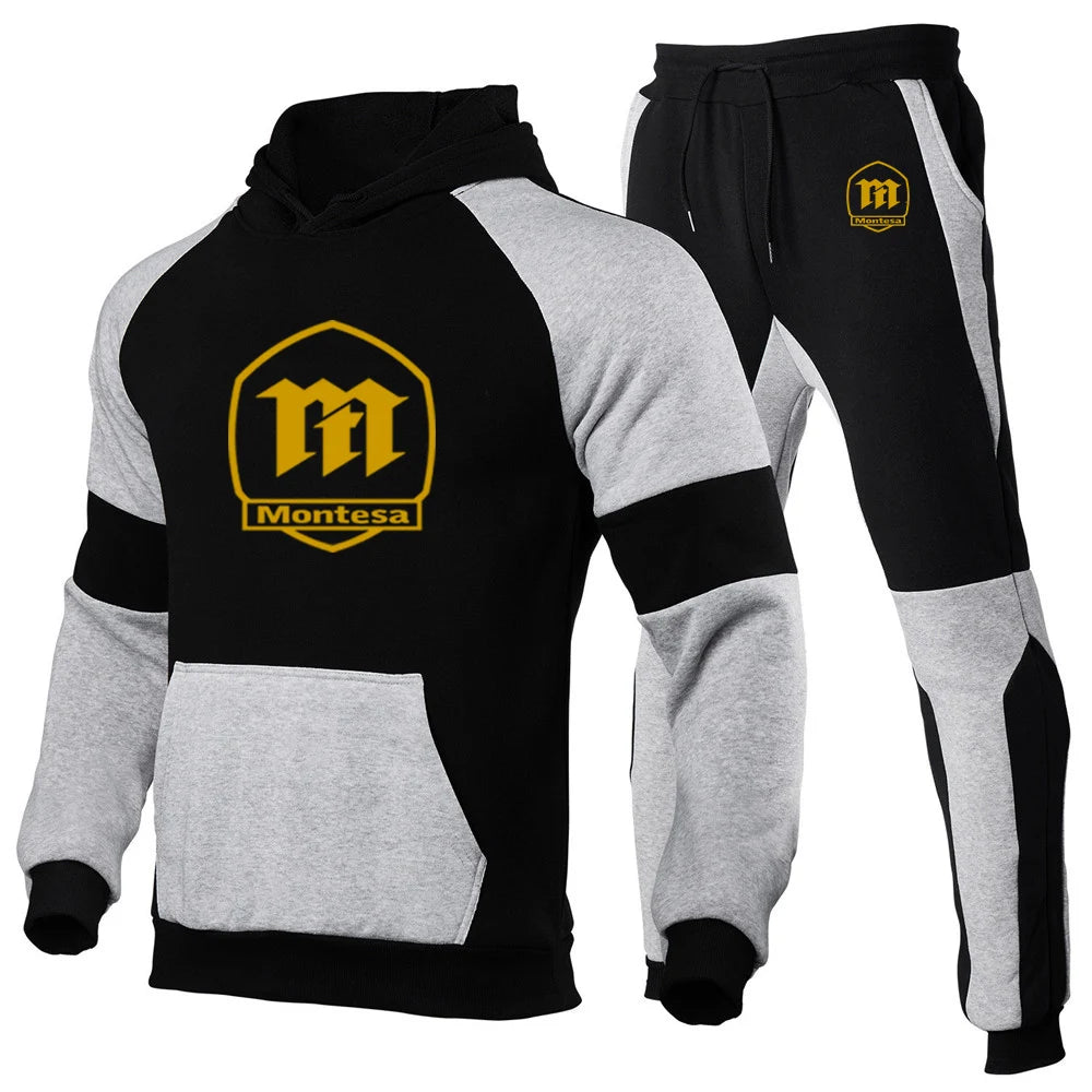 Men's Gradient Print Hoodie and Pants Two Piece Set