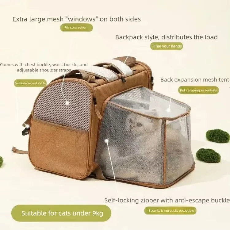 Expandable Breathable Pet Carrier Backpack for Cats Dogs