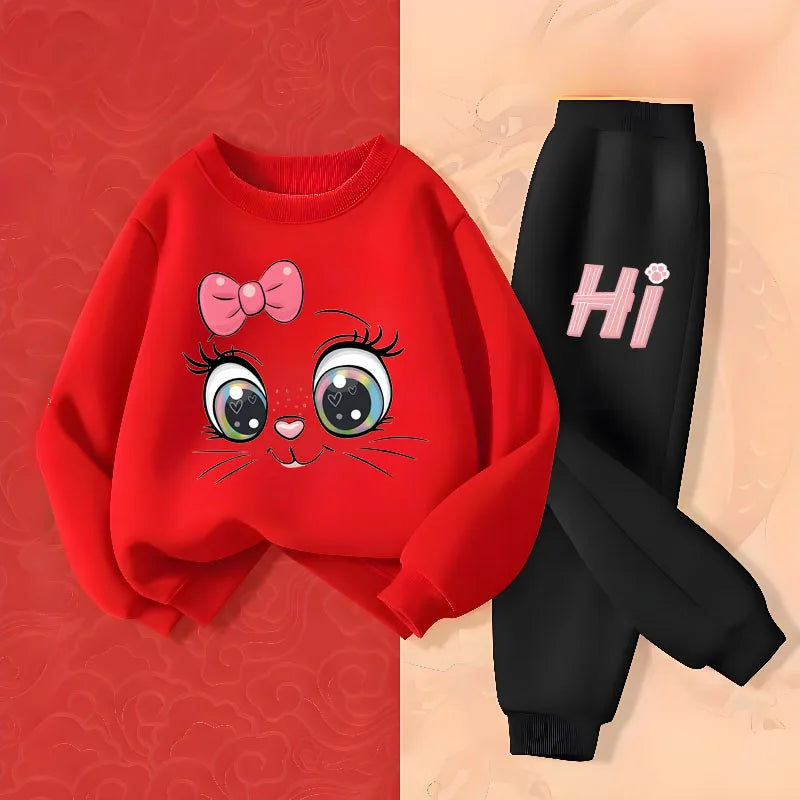 Girls' Long Sleeve Hoodie and Pants 2-Piece Set