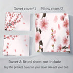 Cherry Blossom Print Duvet Cover Set with Pillowcases