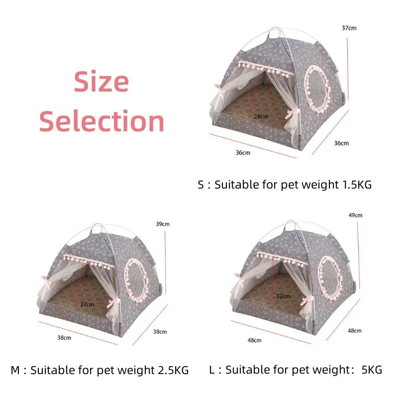 Cute Foldable Tent Bed House for Cats Dogs