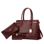 Women's Crocodile Pattern PU Leather Crossbody Shoulder Tote Bag