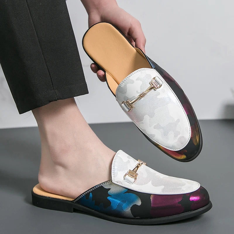 Men's Breathable PU Penny Loafers Mules
